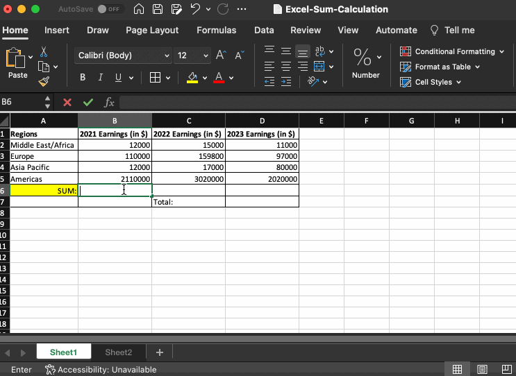 How to calculate SUM in Excel on Mac with Examples Code2care